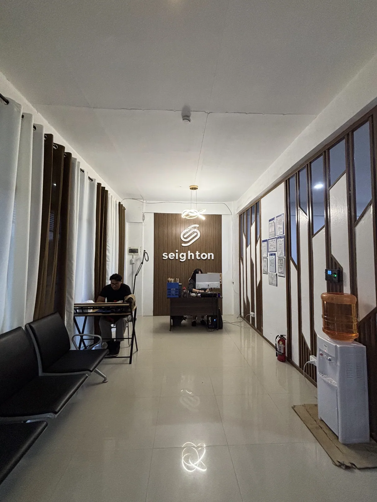 The hallway leading to the Seighton production floor
