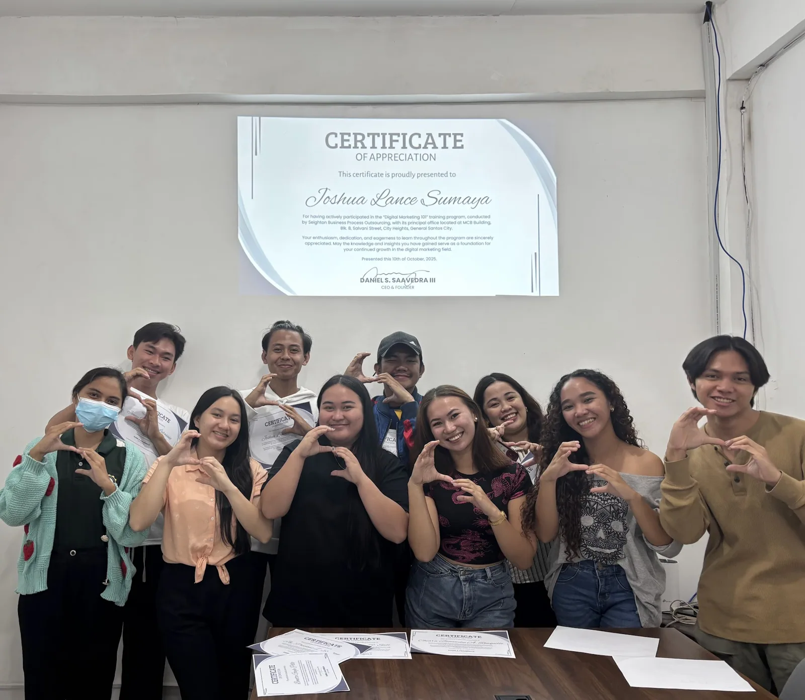 The batch celebrating after the recognition program