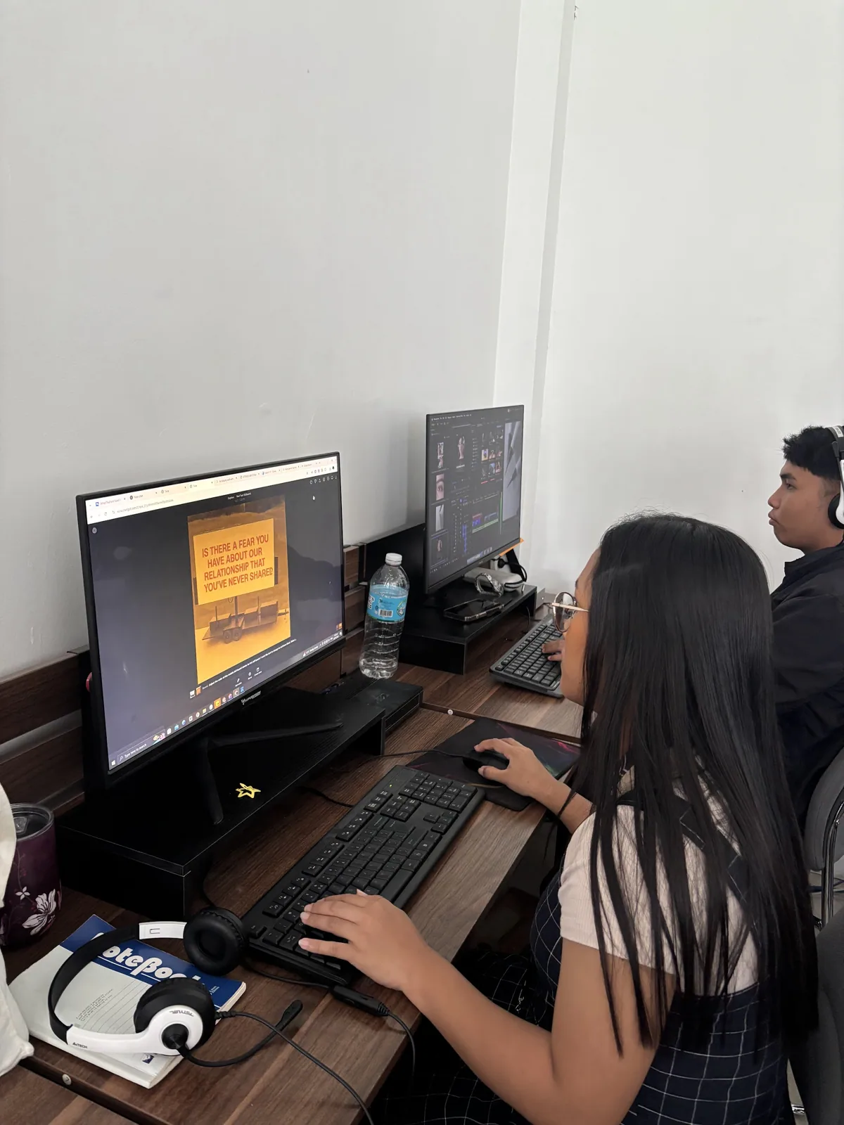 A creative associate working on a design
